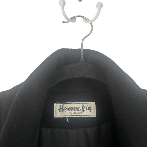 Herman Kay Vintage 90s Plus Size 14W Black Wool Blend‎ Double Breasted Jacket - Picture 4 of 14